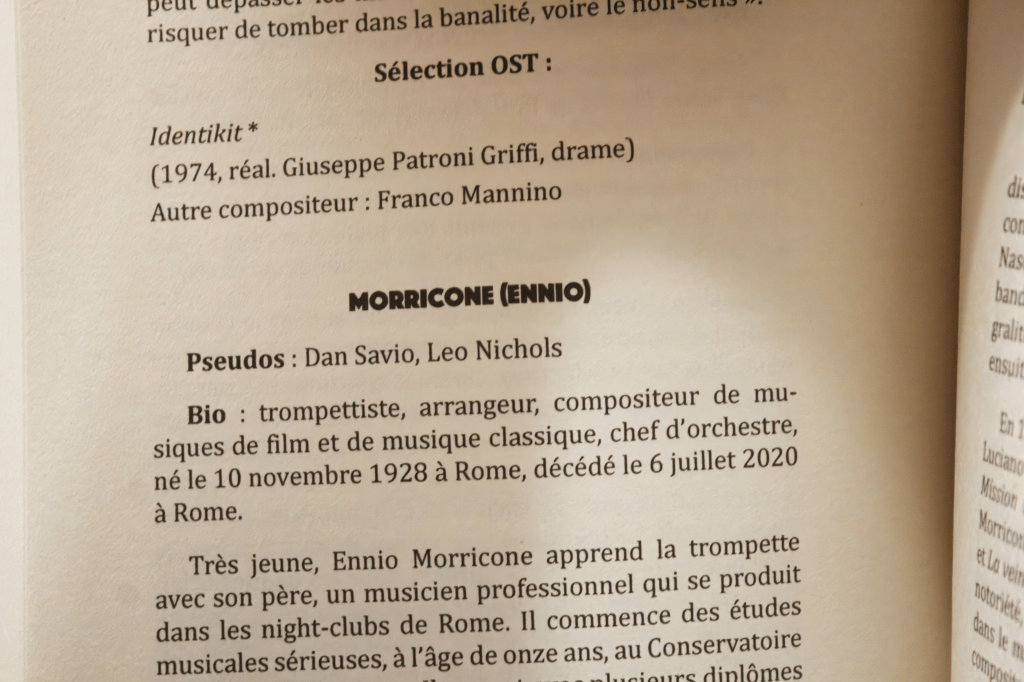 Voici une page intérieur du livre Le cinéma de genre italien comme vous ne l'avez jamais entendu ! de Louis De Ny.