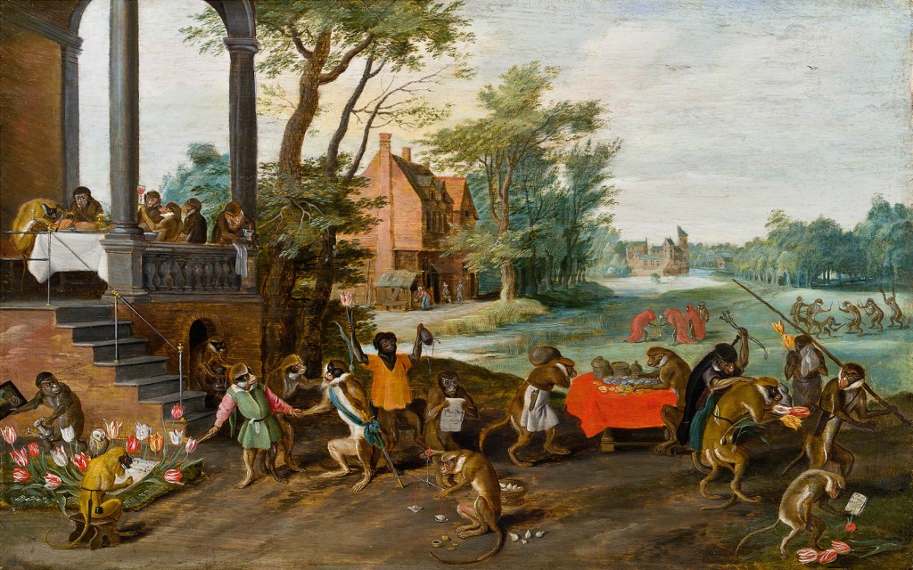 "Allégorie de la Tulipomanie", vers 1640, de Jan Brueghel le Jeune (1601-1676), qui, comme son nom ne l'indique pas, était l'aîné des deux frères Brueghel.